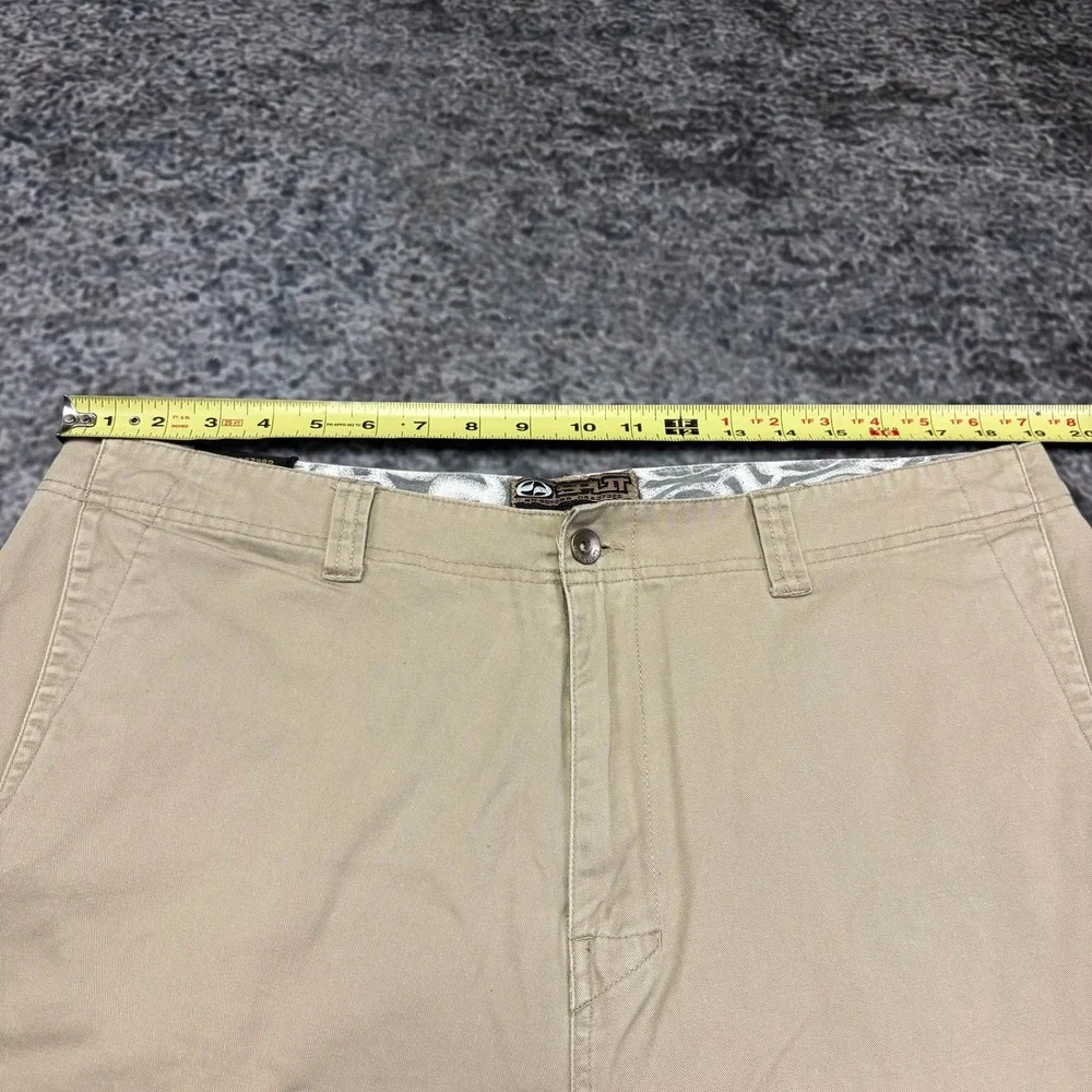 Vintage Y2K Split Shorts Flat Front Chino Mens 36 Tan Baggy Skater BMX Grunge